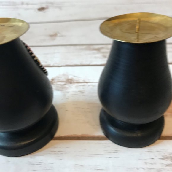 Handmade Beaded Wood Candle Holders - Picture 4 of 7